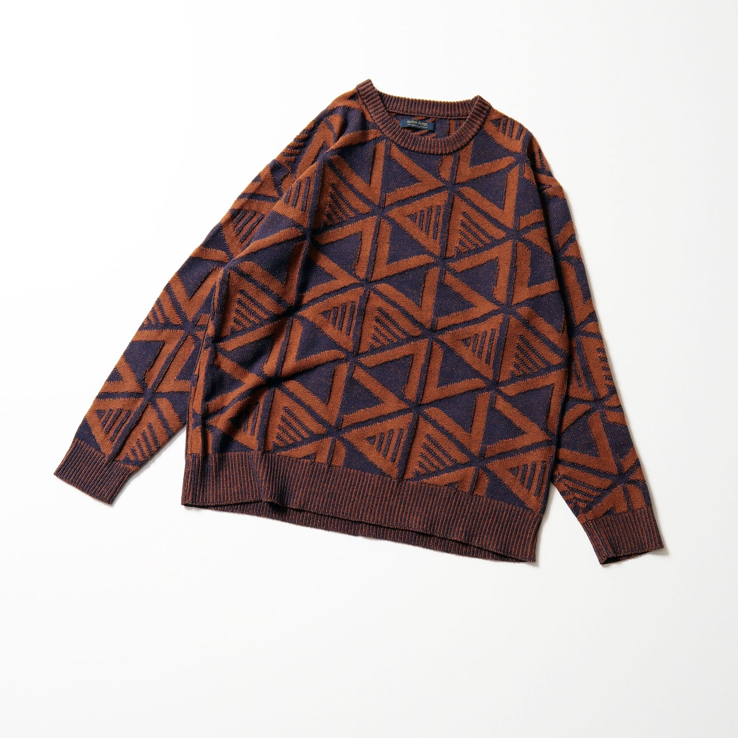 geometric crew knit -green-