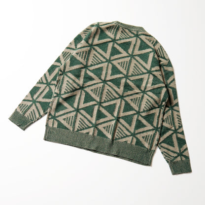 geometric crew knit -beige-