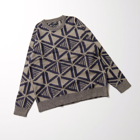 geometric crew knit -beige-